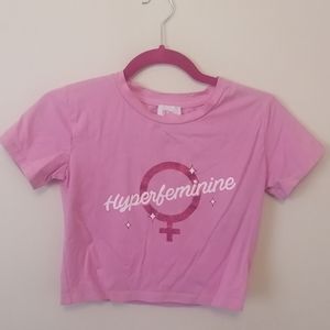 Be A Bimbo "Hyperfeminine" Barbie Pink Crop Top